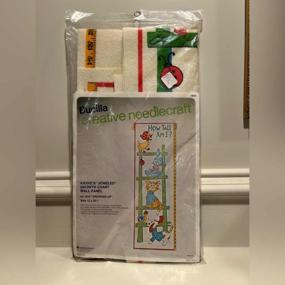 Vintage Bucilla Kiddie’s “Jeweled” Growth Chart Wall Panel - “Growing Up”